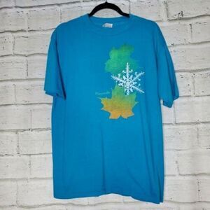 Vintage hanes 50/50 shirt Single Stitch Blue Tee Minnesota Blue XL 46-48